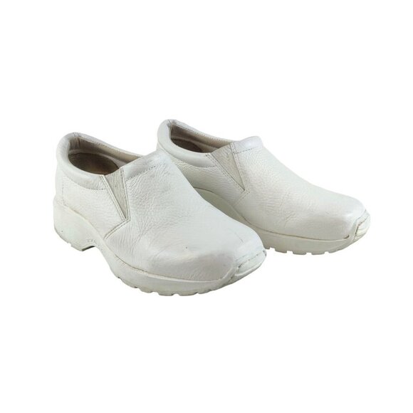 Clogs White Leather Work Comfort Nurse Truffles Slip On Sapphire 7.5W Arch Supp - Picture 2 of 11